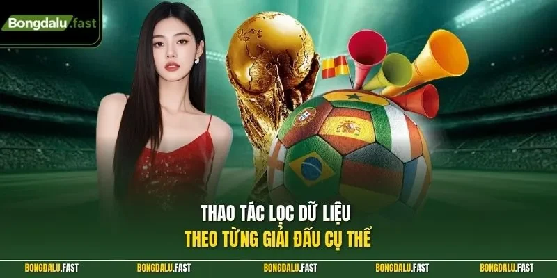 Thao tác lọc dữ liệu theo từng giải đấu cụ thể 